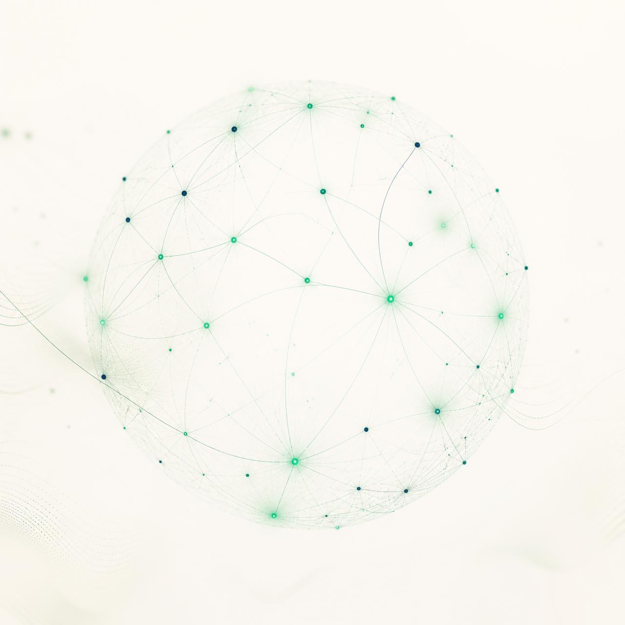 Abstract neural network sphere representing global AI intelligence
